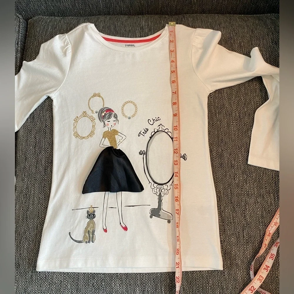 Gymboree Tres Chic white long sleeve shirt size 10 girly
